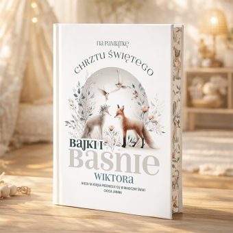 Księga z Bajkami Personalizowana Pamiątka Chrztu Od Matki Chrzestnej