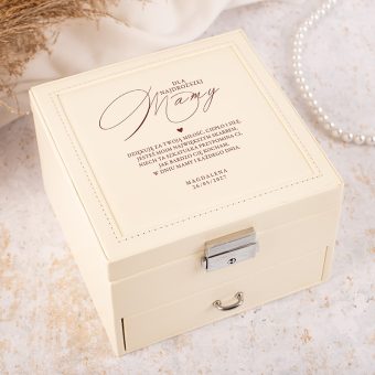 Elegancka SZKATUŁKA na Biżuterię Personalizowany Prezent na Dzień Mamy