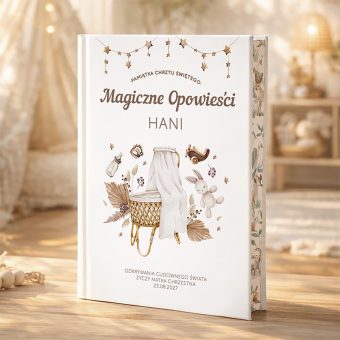KSIĄŻKA z Bajkami Prezent na Chrzciny Boho