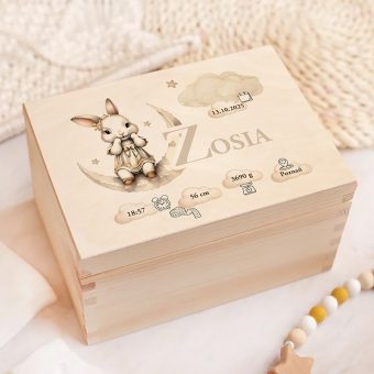 SKRZYNECZKA Drewniana Prezent na narodziny Dziewczynki