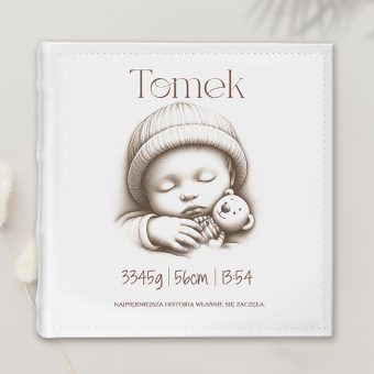 Kieszeniowy ALBUM na Zdjęcia z Metryczką Prezent na Narodziny