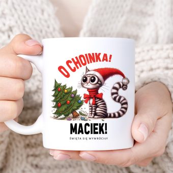 KUBEK Świąteczny z Zabawnym Napisem O Choinka