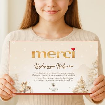 MERCI Duża Bombonierka Podziękowanie z Życzeniami Świątecznymi