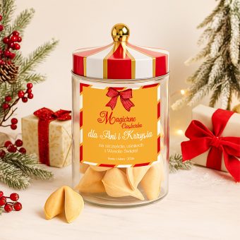 SŁOIK Szklany z Ciasteczkami z Wróżbą Słodki Prezent Świąteczny