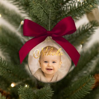 BOMBKA Personalizowana Nietłukąca Ozdoba ze Zdjęciem i Imieniem