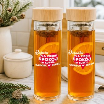 BIDON Szklany z Zaparzaczem Pomysł na Wspólny Prezent dla Dziadków