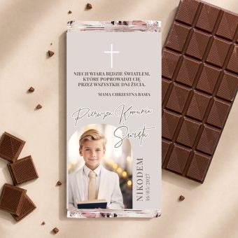 CZEKOLADA Personalizowana ze Zdjęciem Prezent z Okazji Komunii