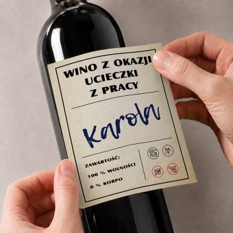 ETYKIETA na Butelkę Alkoholu Prezent na Odejście z Pracy w Korporacji
