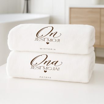 KOMPLET Ręczników Kąpielowych Personalizowanych Prezent dla Pary