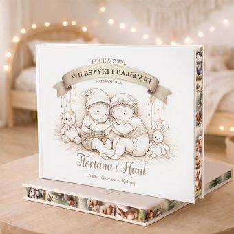 KSIĄŻKA z Bajkami i Wierszykami Prezent dla Bliźniaków Chłopca i Dziewczynki
