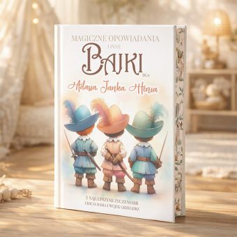 KSIĄŻKA z Bajkami Barwione Brzegi Wspólny Prezent dla Trojaczków