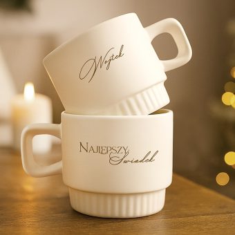 KUBEK Ryflowany Filiżanka z Imieniem Prezent dla Świadka