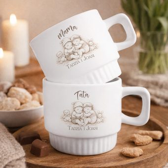 ZESTAW KUBKI Ryflowane Prezent dla Rodziców Bliźniaków Chłopca i Dziewczynki