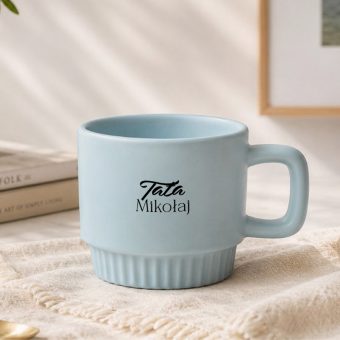Niebieska FILIŻANKA Ryflowana Personalizowany Prezent na Dzień Taty