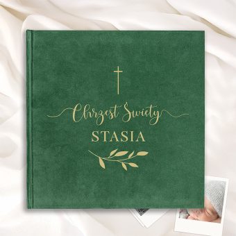 Elegancka KSIĘGA Album Welurowy Pamiątka Chrztu Świętego