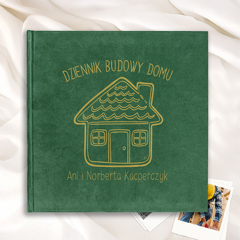 Welurowy dziennik budowy domu z personalizacją.