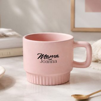 Różowa FILIŻANKA Ryflowana z Imieniem Prezent na Dzień Mamy