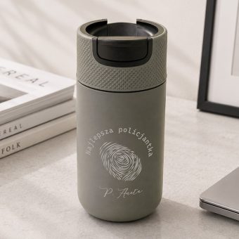 Personalizowany Szary KUBEK Termiczny Prezent dla Policjantki