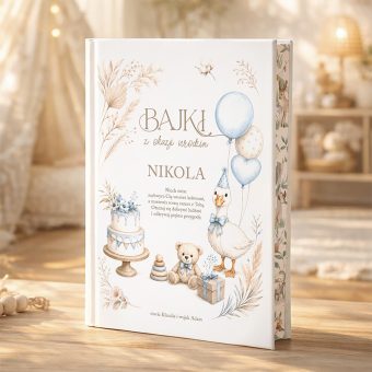 KSIĄŻKA z Bajkami Barwione Brzegi Prezent na 1 Urodziny