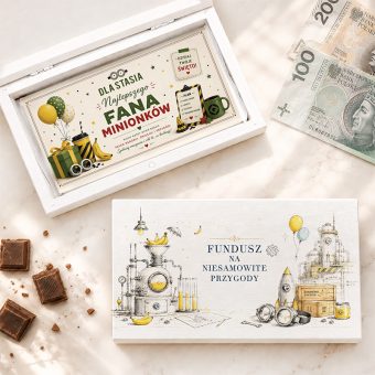 PUDEŁKO na Pieniądze z Czekoladą Prezent dla Fana Minionków