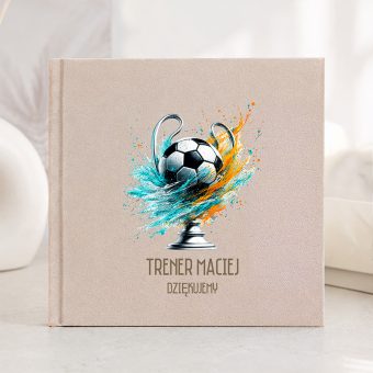 Welurowa KSIĘGA ALBUM Prezent dla Trenera Piłki Nożnej od Drużyny