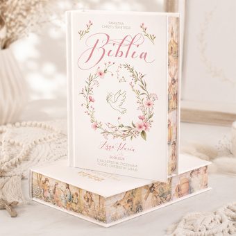 Personalizowana BIBLIA z Kolorowym Brzegiem Prezent na Chrzest Dziewczynki