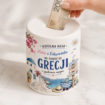 Ceramiczna SKARBONKA Prezent dla Pary na Podróż do Grecji