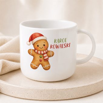 Imienny KUBEK Plastikowy na Święta Pierniczek