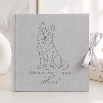Personalizowany ALBUM Welurowy na Zdjęcia Prezent dla Psiarza Owczarek