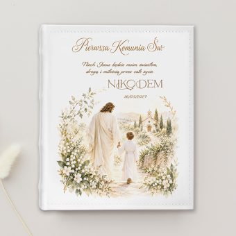 ALBUM na Zdjęcia Elegancki Prezent Komunijny Jezus i Chłopiec