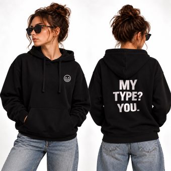 Czarna BLUZA Damska dla Dziewczyny z Napisem na Plecach My Type? You