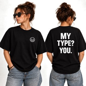 Czarna KOSZULKA Damska z Napisem na Plecach My Type? You