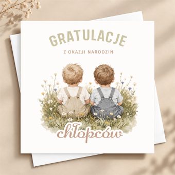 Personalizowana KARTKA Gratulacje z Okazji Narodzin Bliźniaków