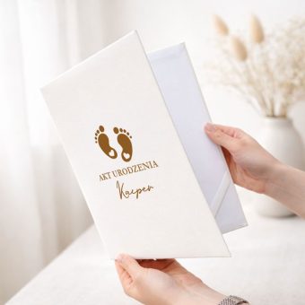 Personalizowana TECZKA na Akt Urodzenia Dziecka Małe Stópki